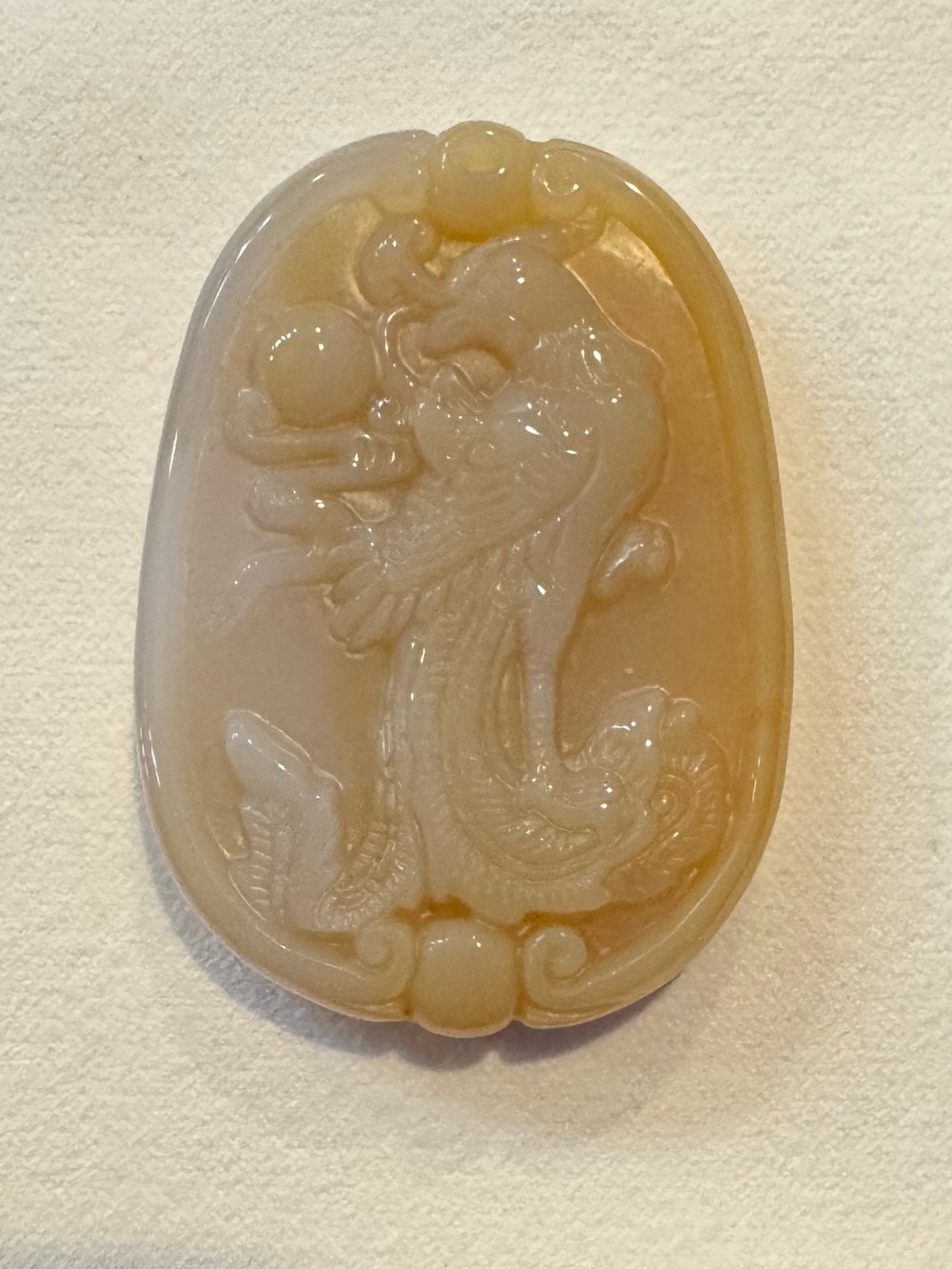 Carved Jade Bird Pendant in Warm Honey Tone